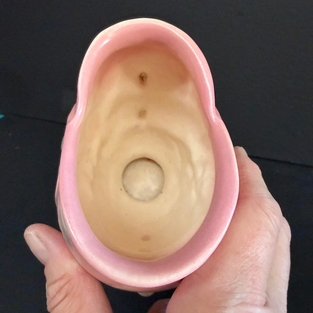 Vintage Hull Art Pottery Wildflower Vase W-5-6.5 Pink Blue Matte Cornucopia 6.75